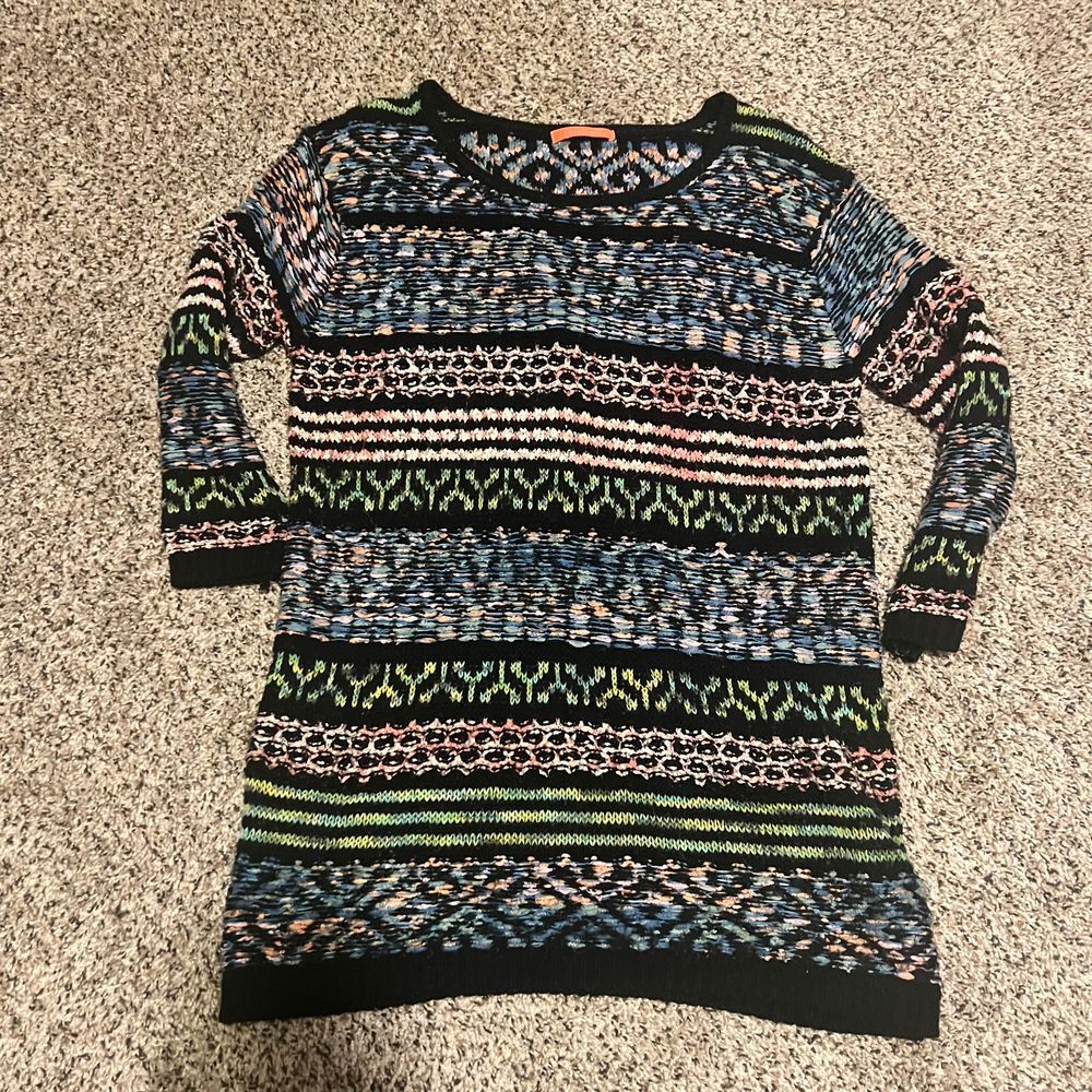 Lulumari Fair Isle Pattern Knit Sweater Multi-Color Long Sleeve Winter Pullover